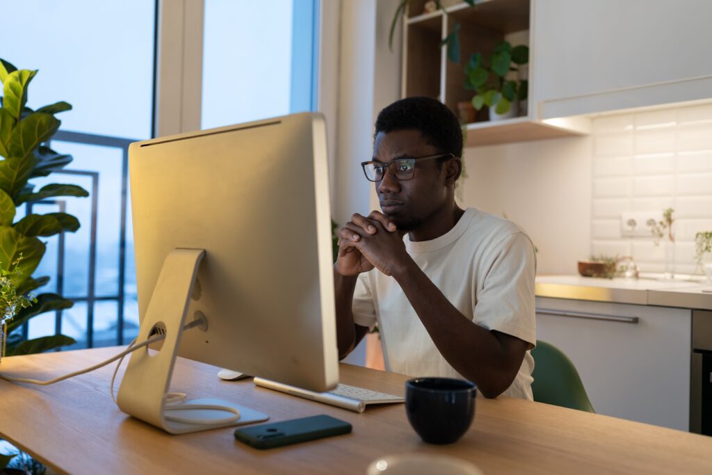 man researching treatment options